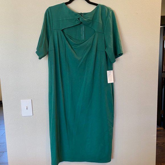 NWT Eloquii Twist Front Sheath Dress Green Size 16 - Picture 5 of 7